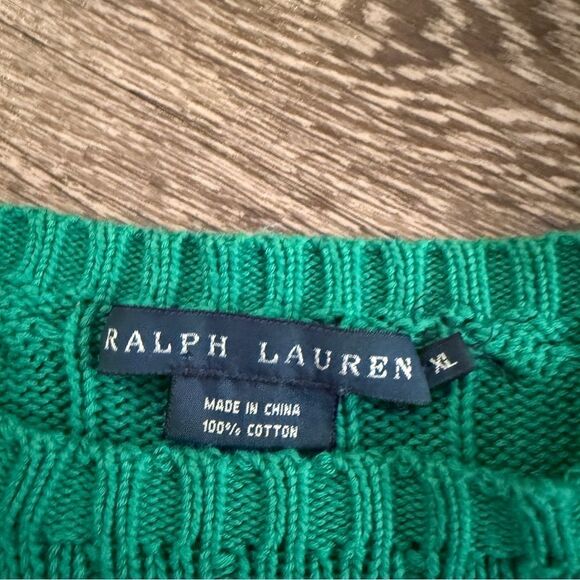 Ralph Lauren Green Cotton Cable Sweater - Picture 5 of 8